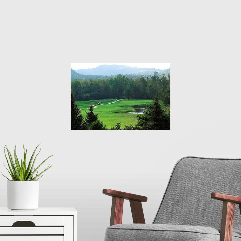 A modern room featuring Golf course