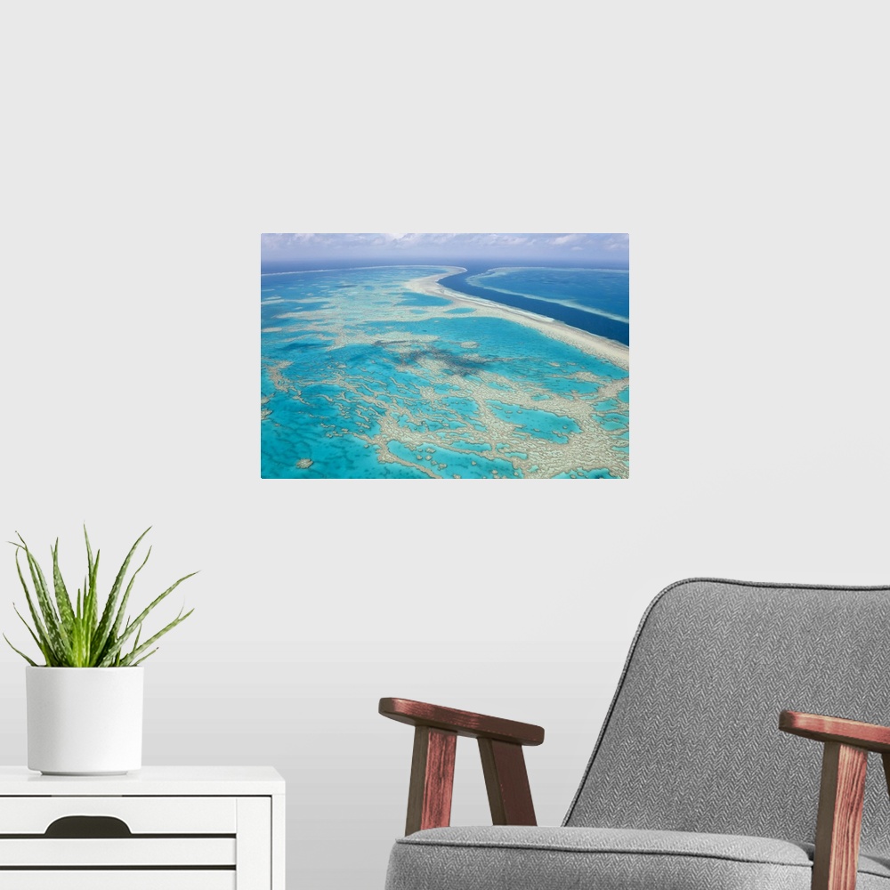 A modern room featuring Aerial view of Great Barrier Reef, Queensland, Australia