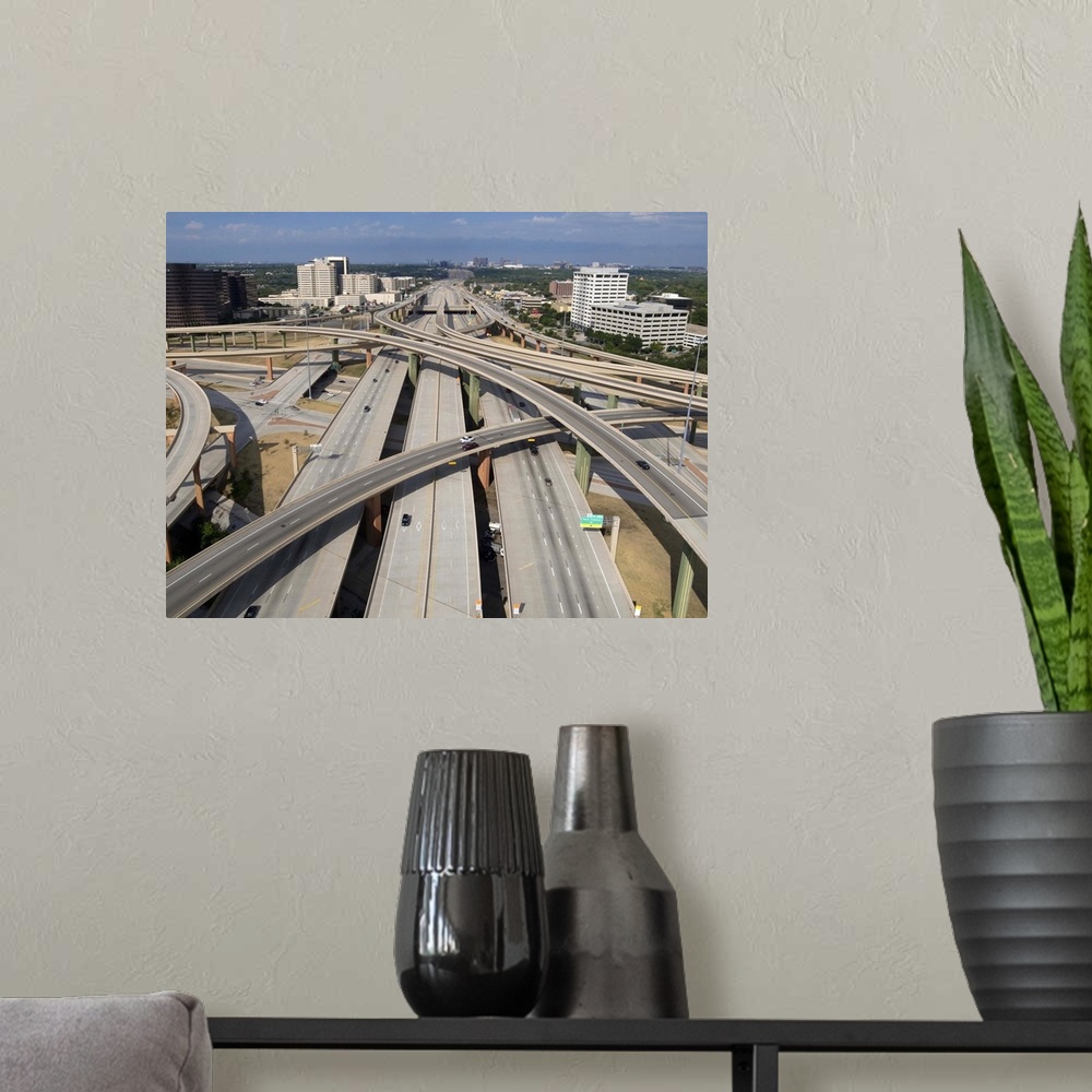 A modern room featuring High five interchange on quiet Sunday morning here in Dallas, Texas.