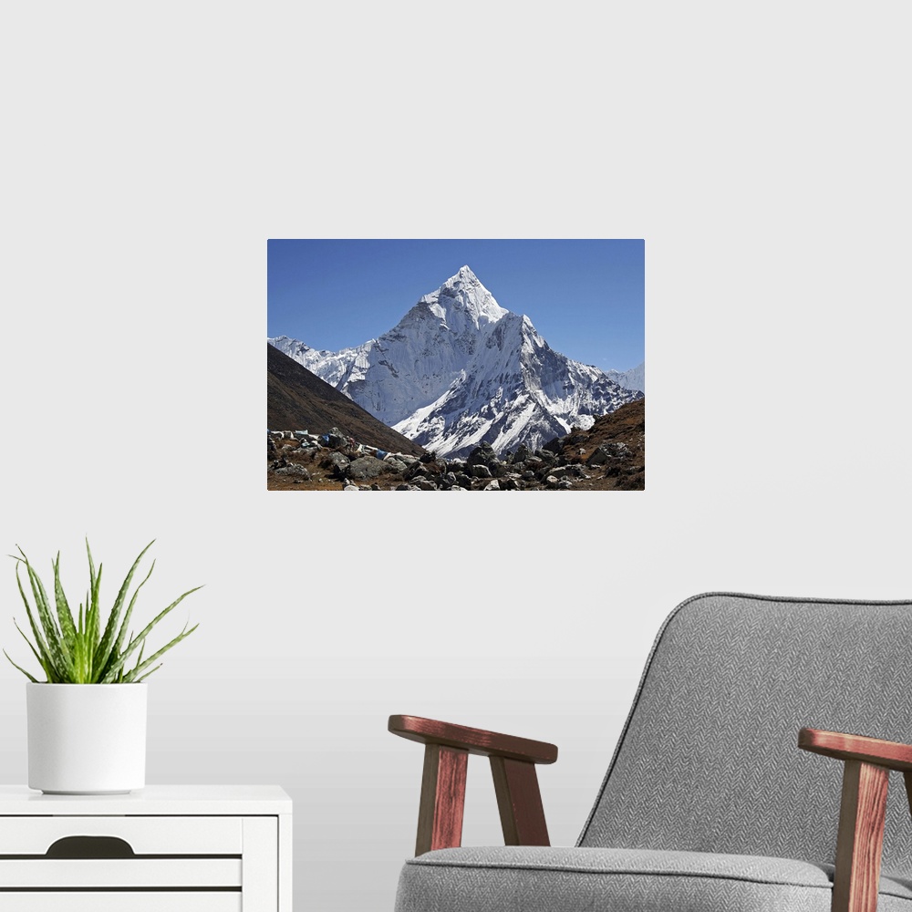 A modern room featuring Himalayan mountain landscape