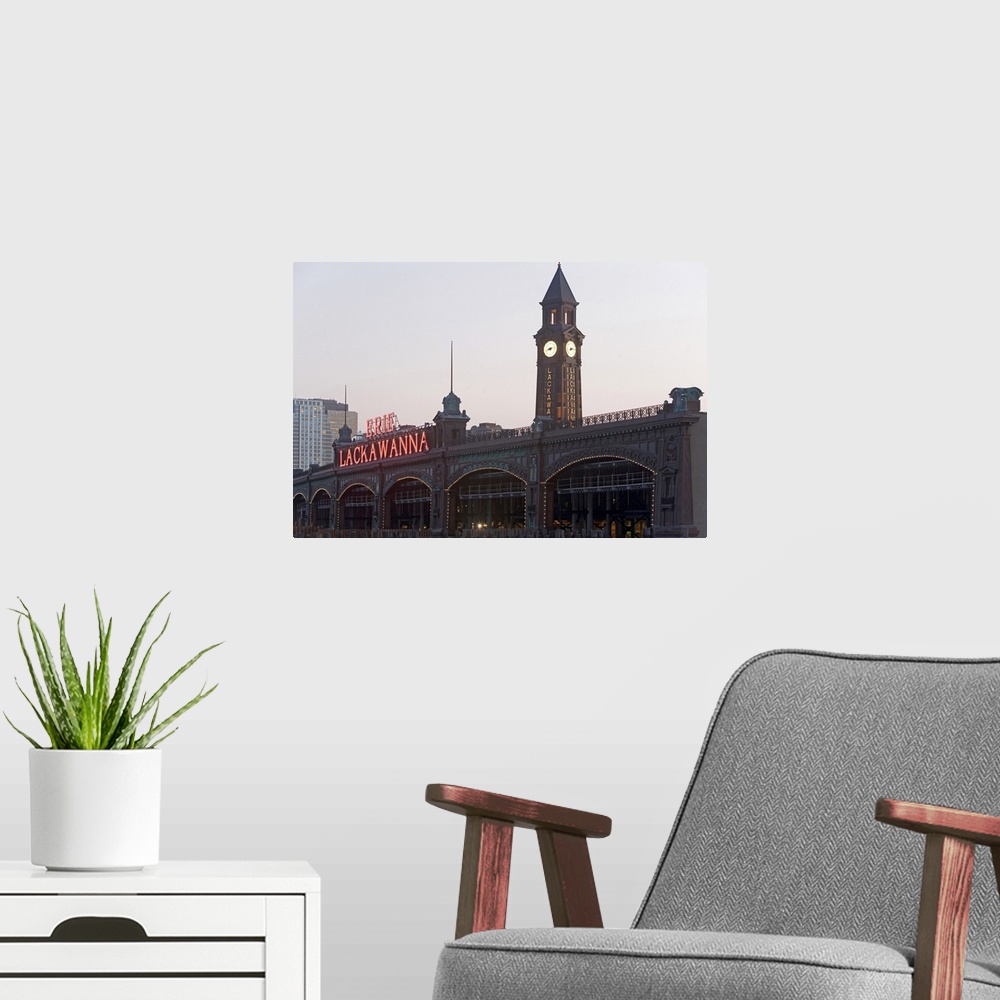 A modern room featuring USA, New Jersey, Hoboken, old train station