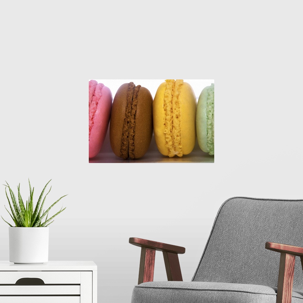 A modern room featuring Imported gourmet French macarons (macaroons)
