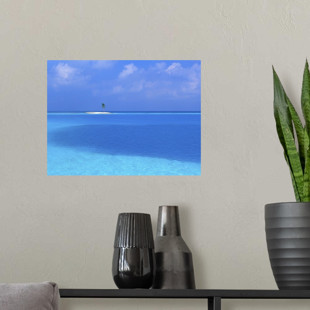 A modern room featuring Island in the distance
