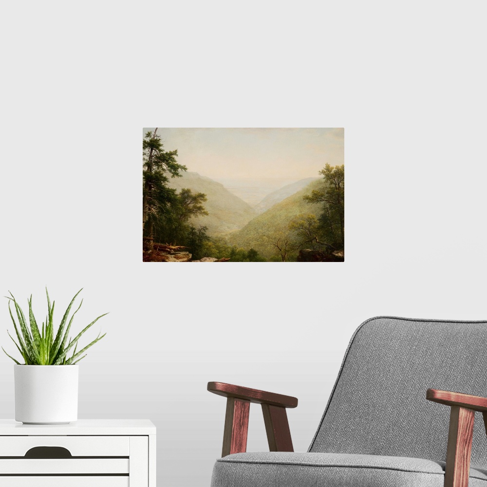 A modern room featuring Kaaterskill Clove By Asher Brown Durand