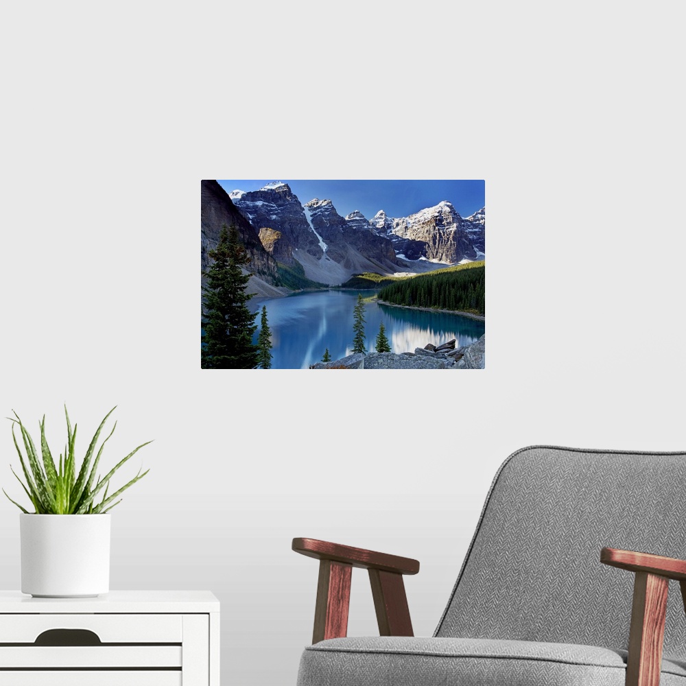 A modern room featuring Lake Moraine, Banff National Park, Alberta, Canada
