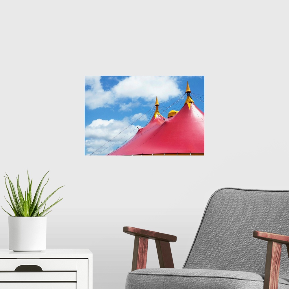 A modern room featuring Low Angle View Of A Circus Tent Roof