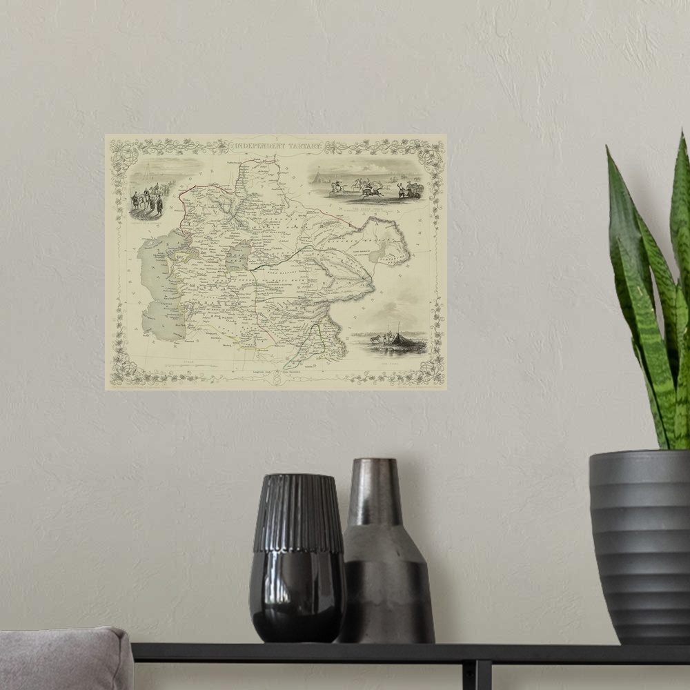 A modern room featuring Map of Afghanistan