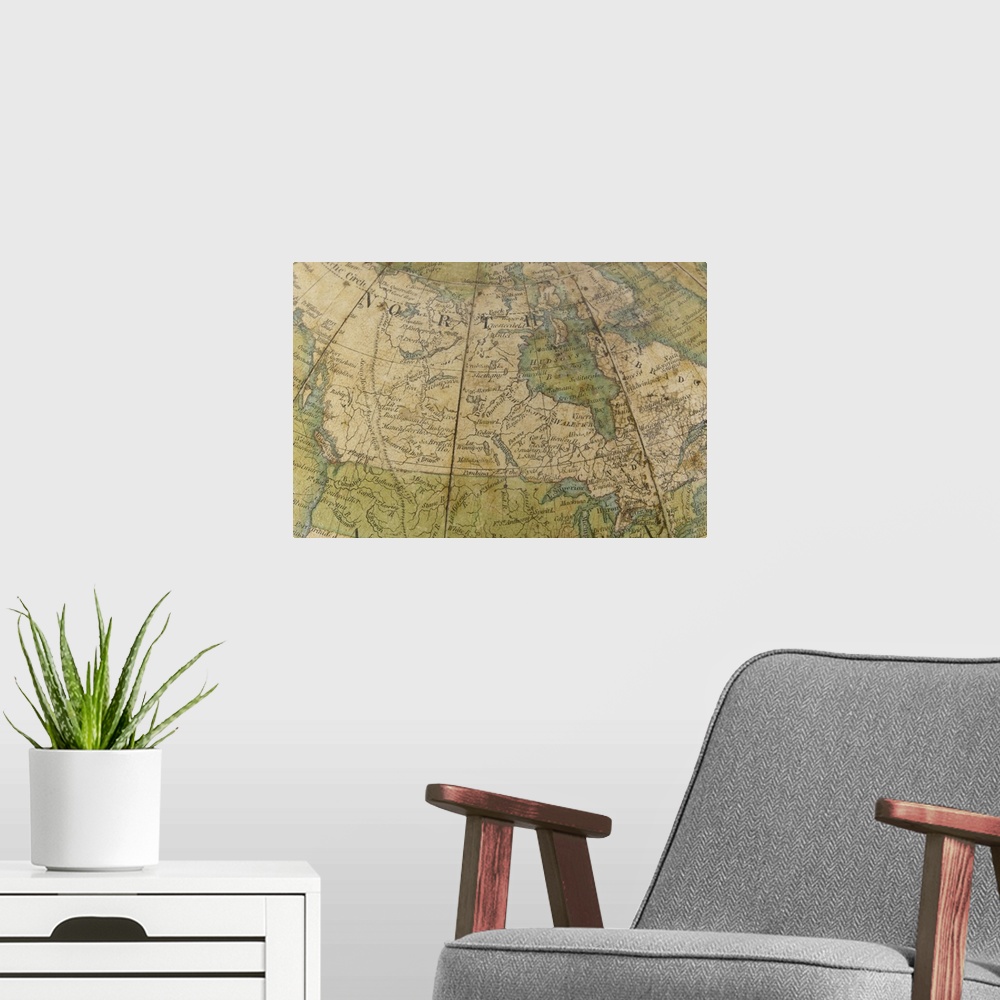 A modern room featuring Map of United States and Canada