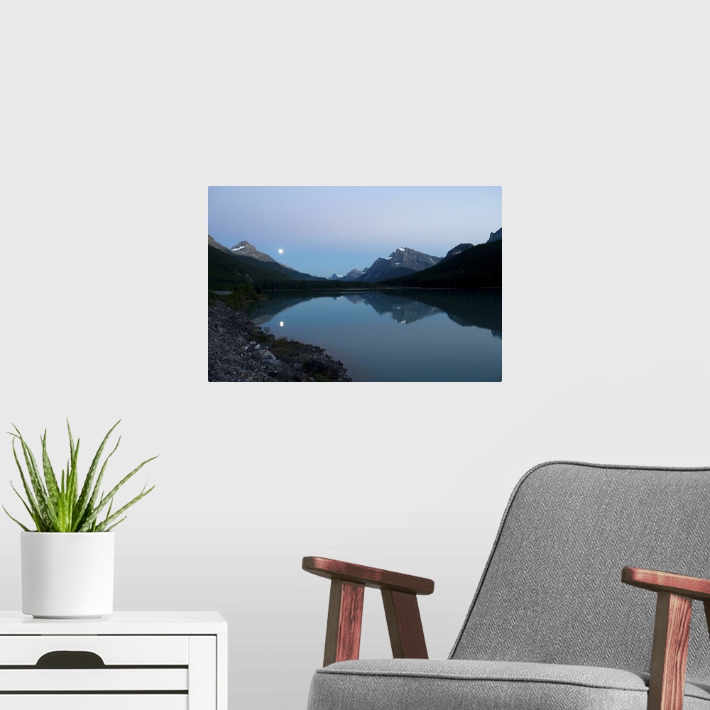A modern room featuring Moonrise, Waterfowl Lake, Banff National Park, Banff, Alberta
