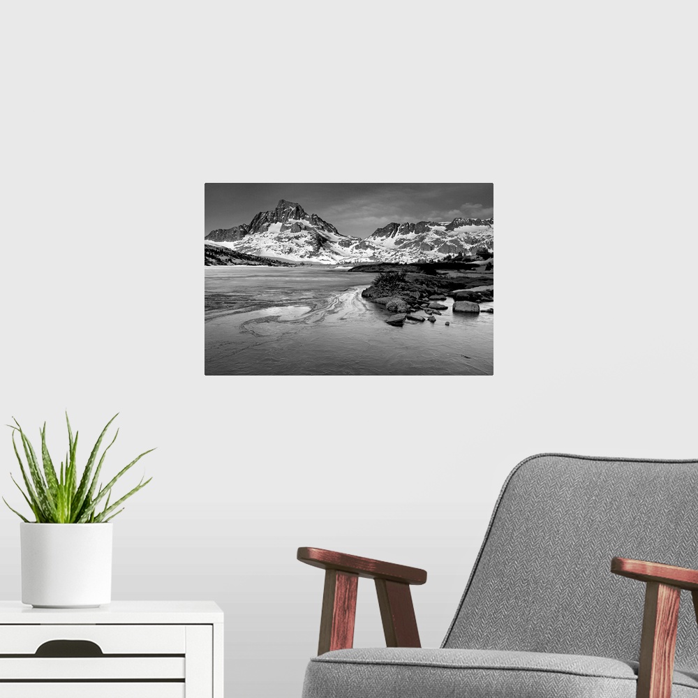 A modern room featuring Mt. Ritter and Banner Peak over Thousand Island Lake.  Thousand Island Lake is located in Ansel A...