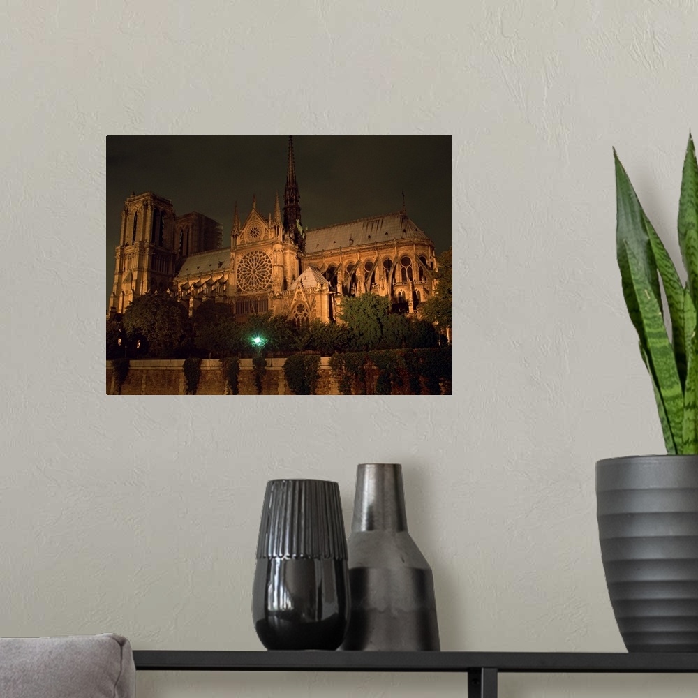 A modern room featuring Notre Dame
