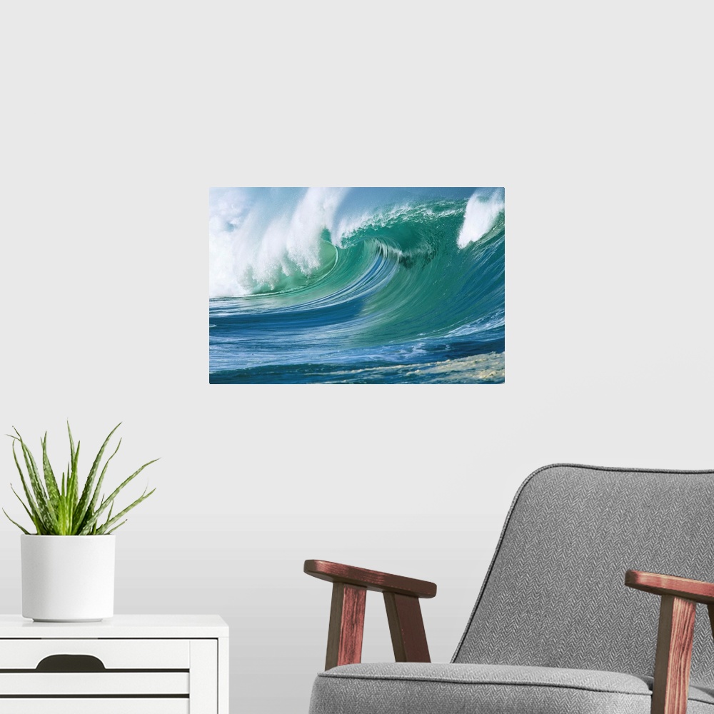 A modern room featuring Ocean Waves