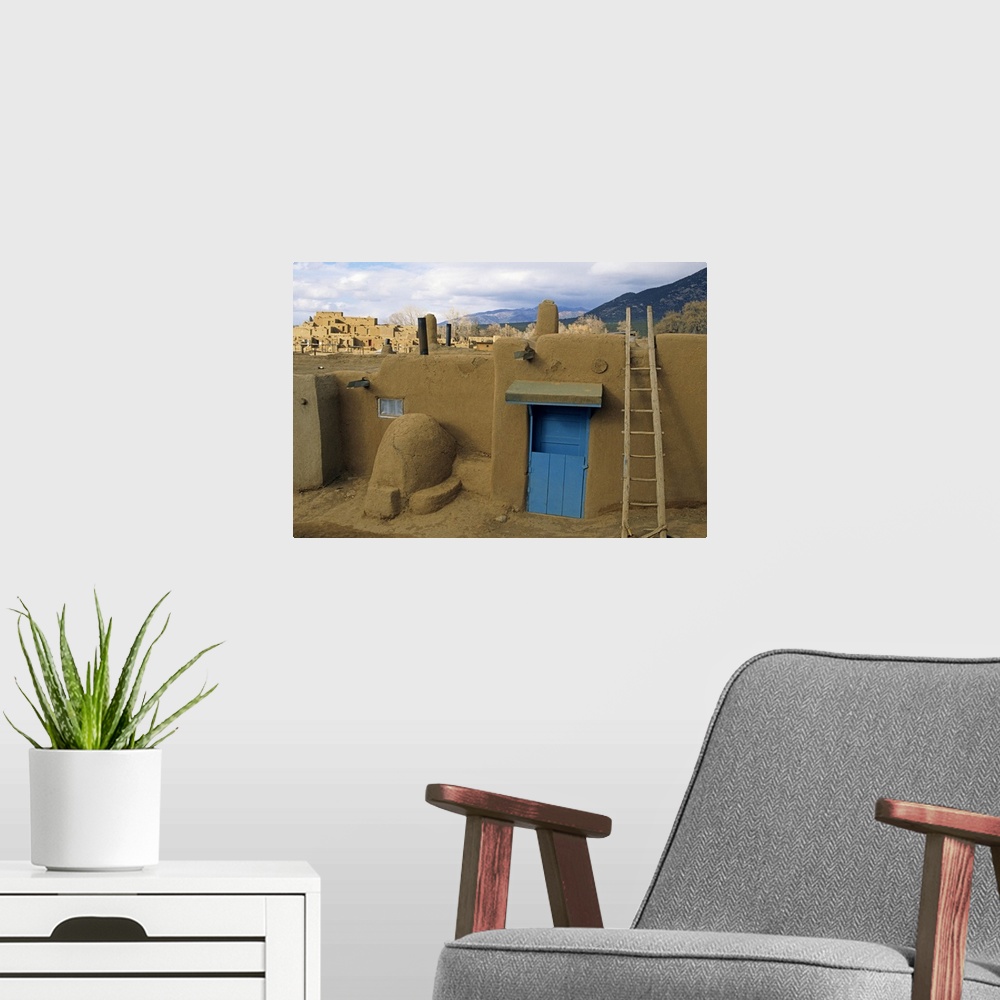 A modern room featuring Old buildings, Taos Pueblo, Taos, New Mexico, USA