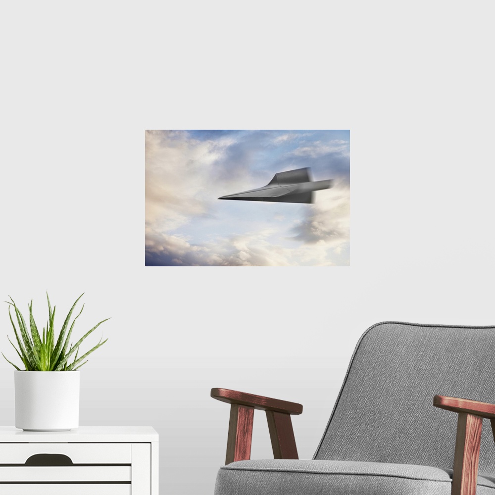 A modern room featuring Paper airplane flying through the air
