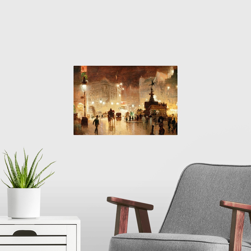 A modern room featuring Piccadilly Circus, London by George Hyde-Pownall