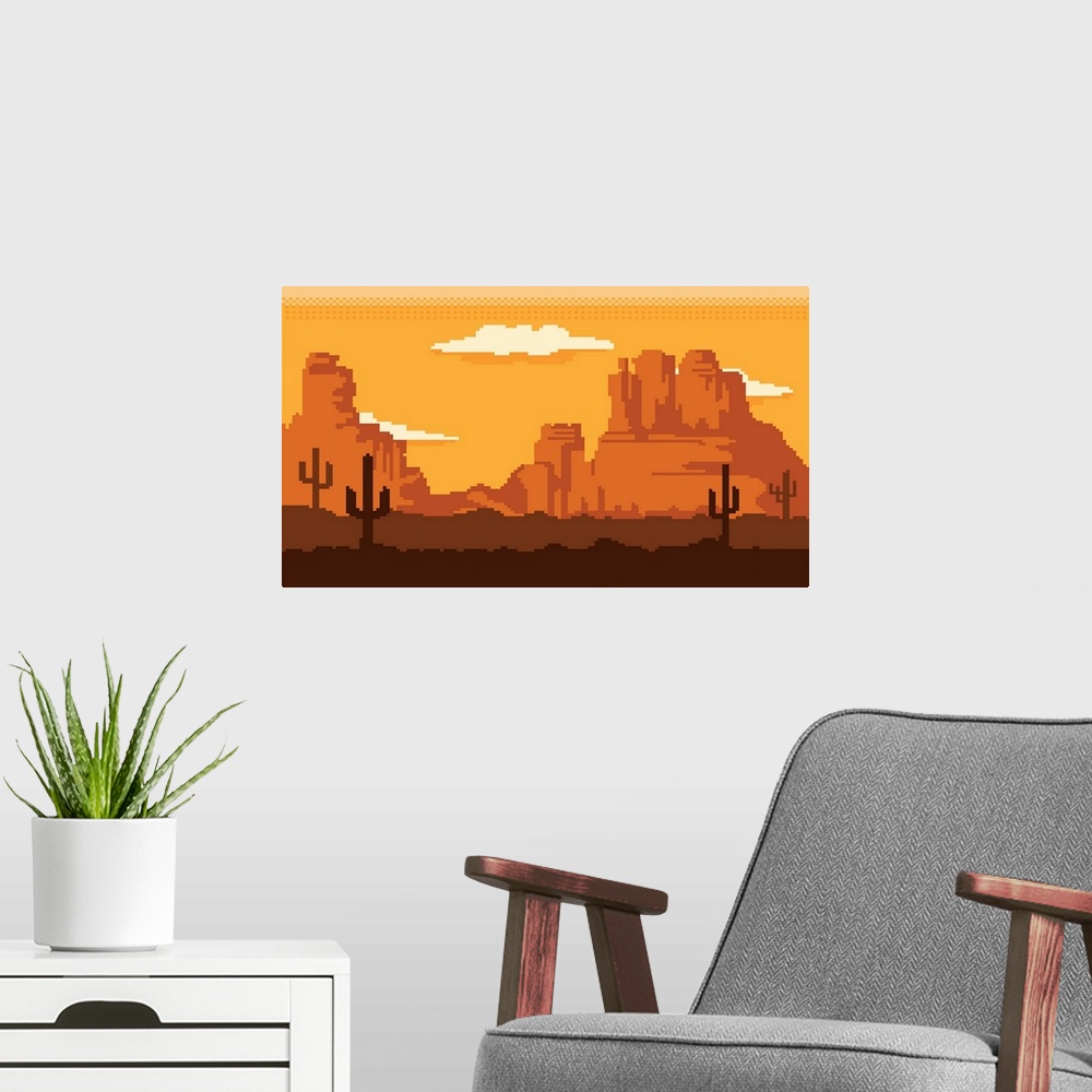 A modern room featuring Pixel Desert