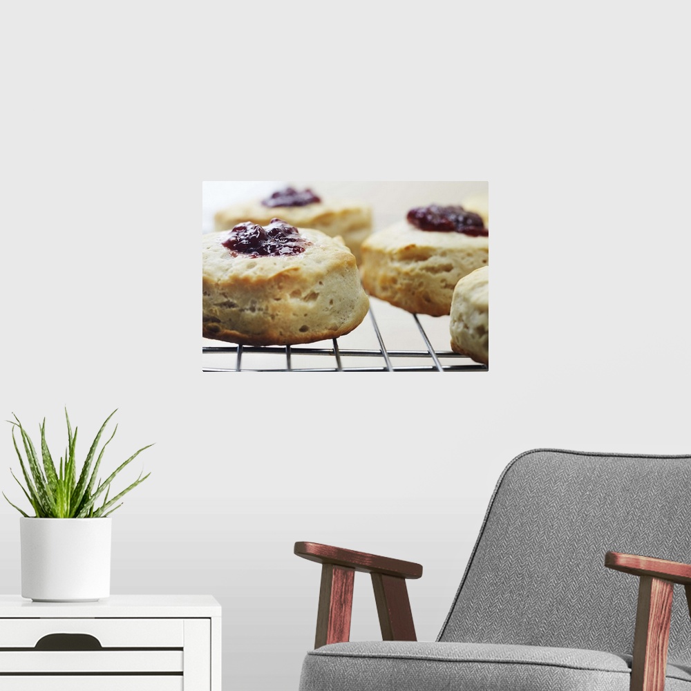 A modern room featuring Food, Food And Drink, Buttermilk, Biscuit, Bread, Southern, Raspberry, Fruit, Filling, Baking She...