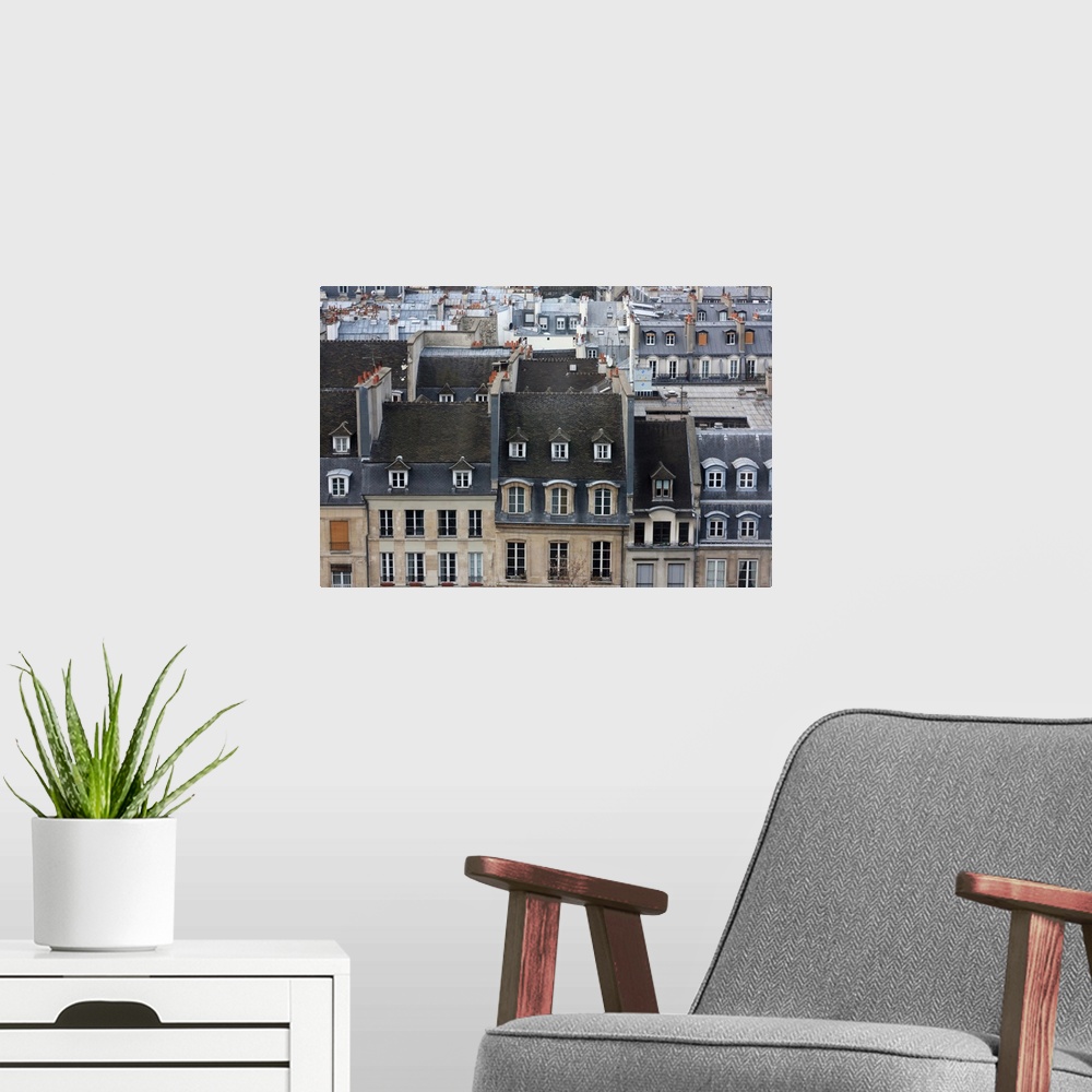 A modern room featuring Roofs and buildings in headquarter Chatelet les Halles, Paris.