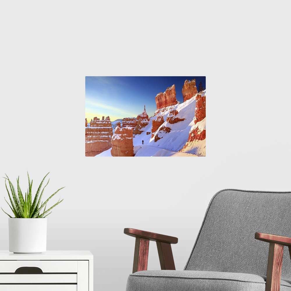 A modern room featuring Sentinal is famous hoodoo in Bryce Canyon National Park in Utah.