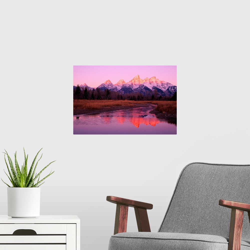 A modern room featuring Snow-Capped Mountains At Daybreak