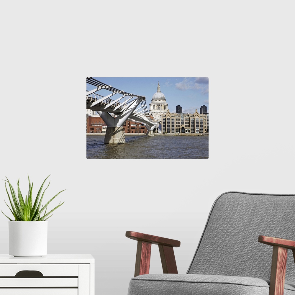 A modern room featuring St Paul's Cathedral and Millennium Bridge.
