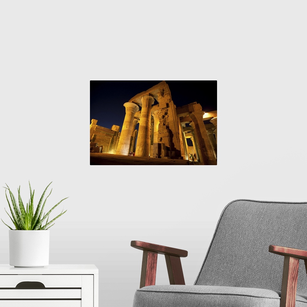 A modern room featuring Temple of Sobek and Haroeris at night, Egypt