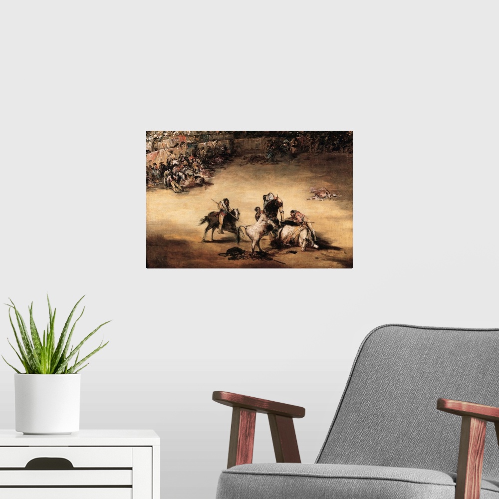 A modern room featuring The Bullfight By Francisco De Goya