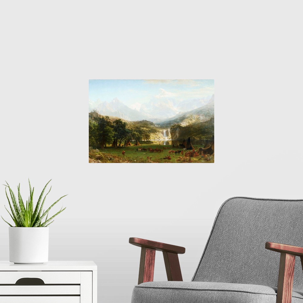 A modern room featuring The Rocky Mountains, Lander's Peak By Albert Bierstadt