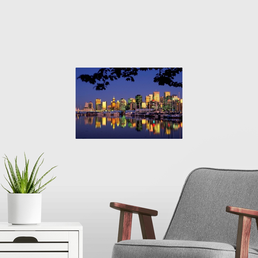 A modern room featuring Vancouver And Lost Lagoon At Night