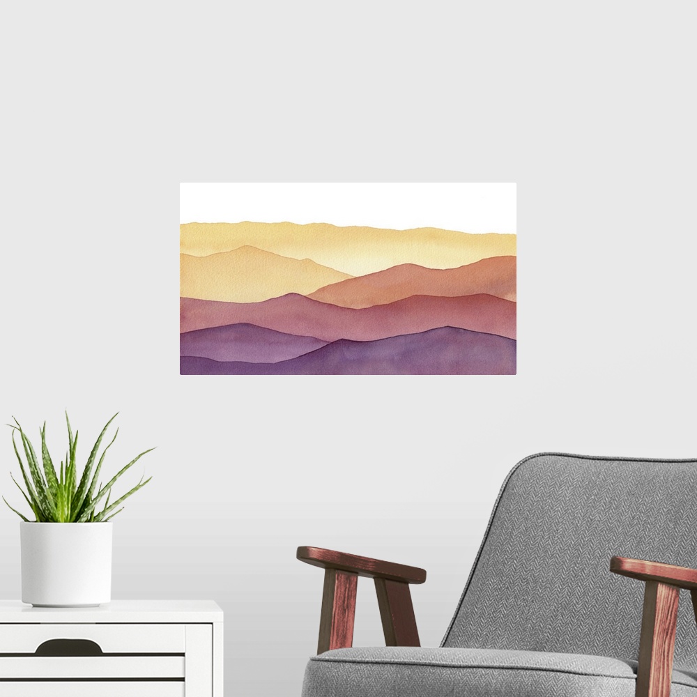 A modern room featuring Watercolor Mountains