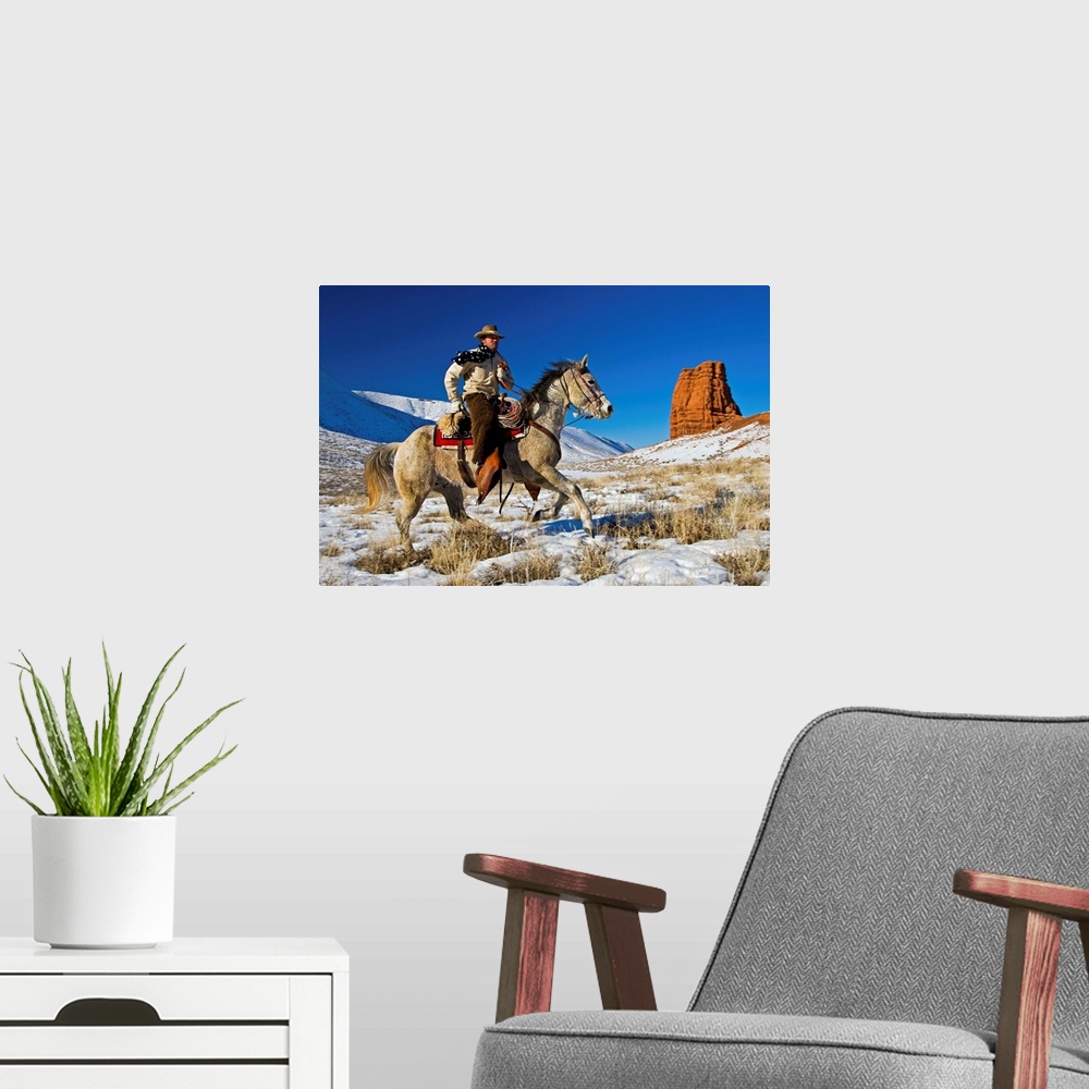 A modern room featuring Wyoming Cowboy