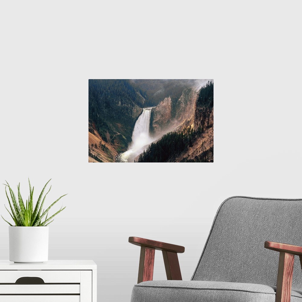 A modern room featuring Yellowstone River and Lower Falls , Yellowstone National Park , Wyoming