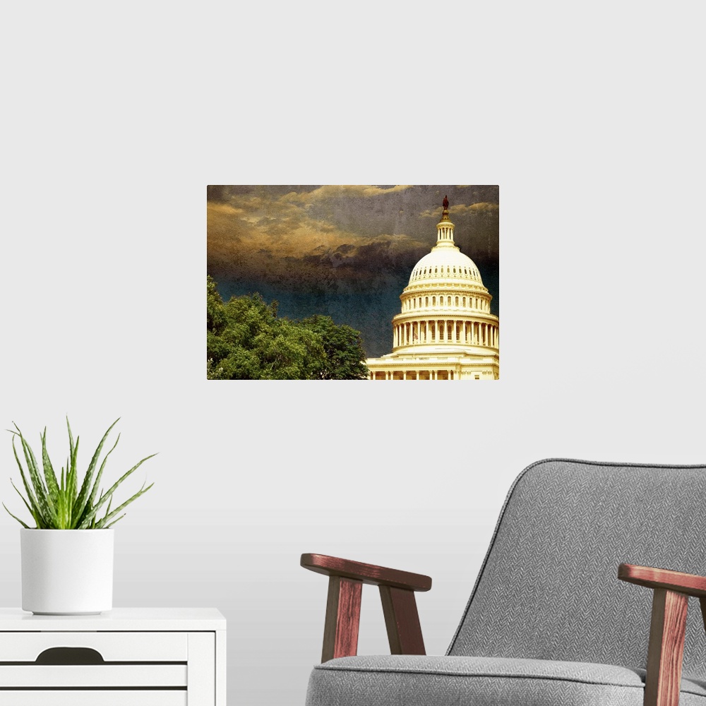 A modern room featuring Capitol With Trees II