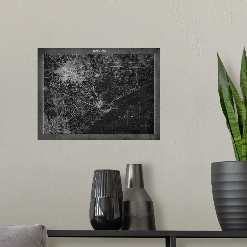A modern room featuring Houston Map A