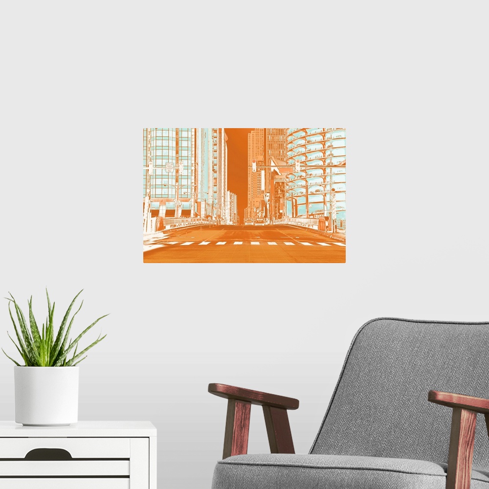 A modern room featuring Inverted Cityscape 2