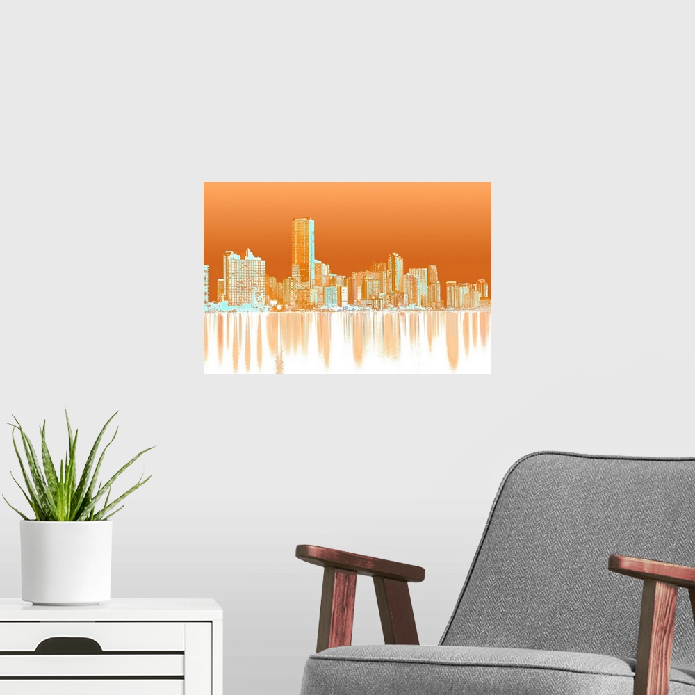 A modern room featuring Inverted Cityscape 3