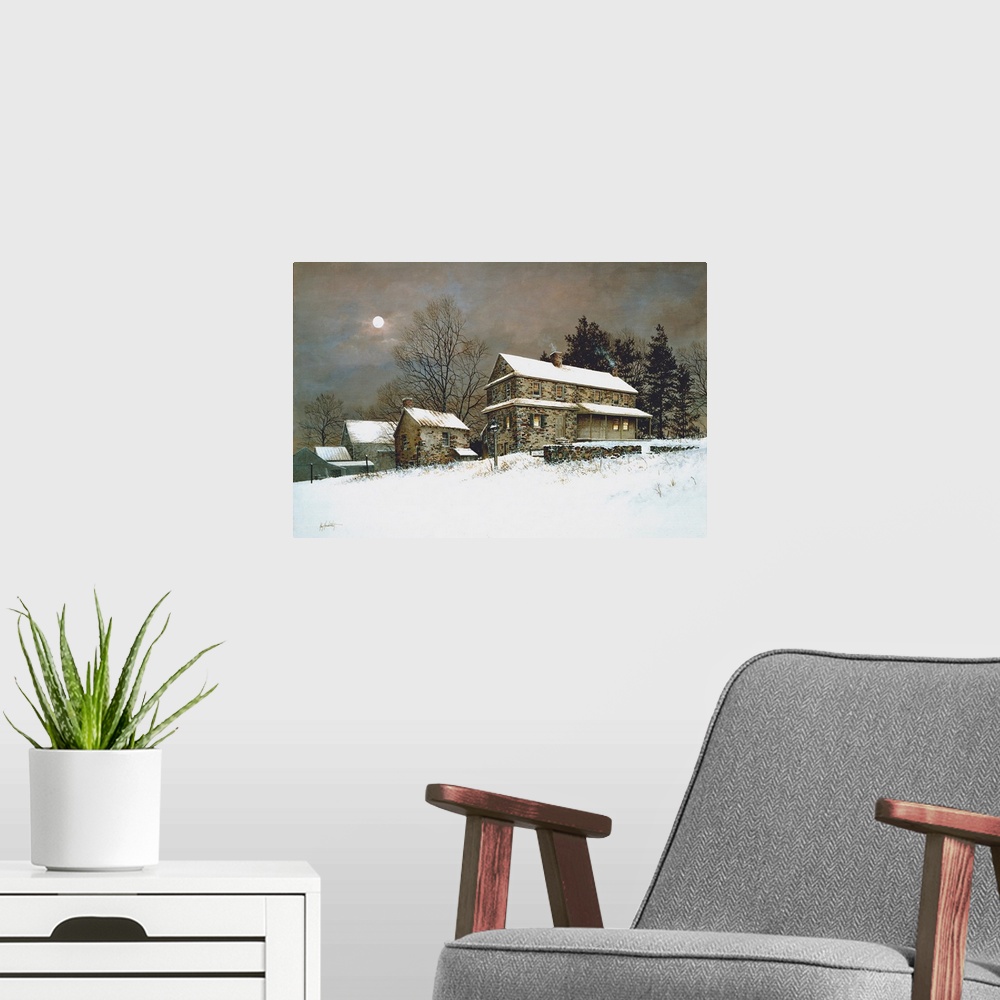 A modern room featuring Snowed In