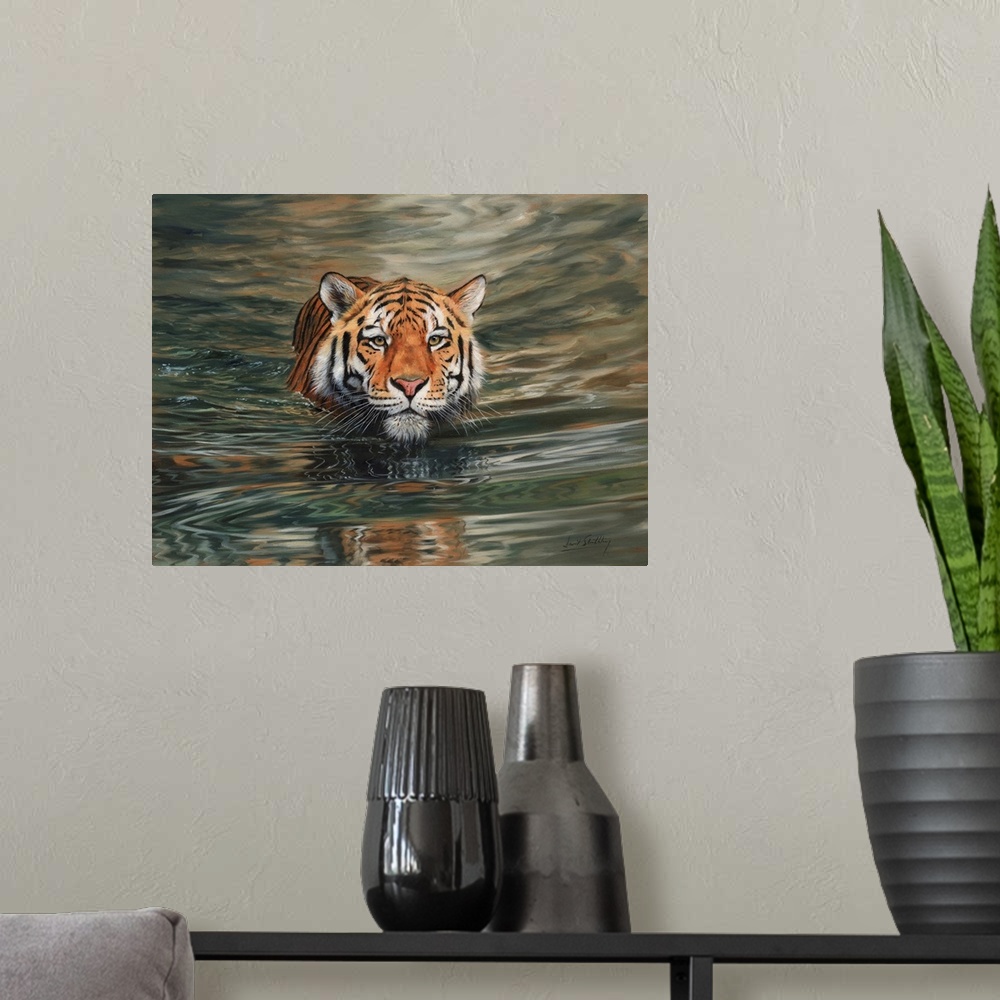 A modern room featuring Tiger Water Swimming