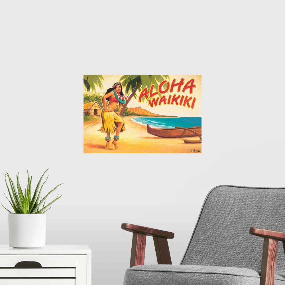A modern room featuring Aloha Waikiki