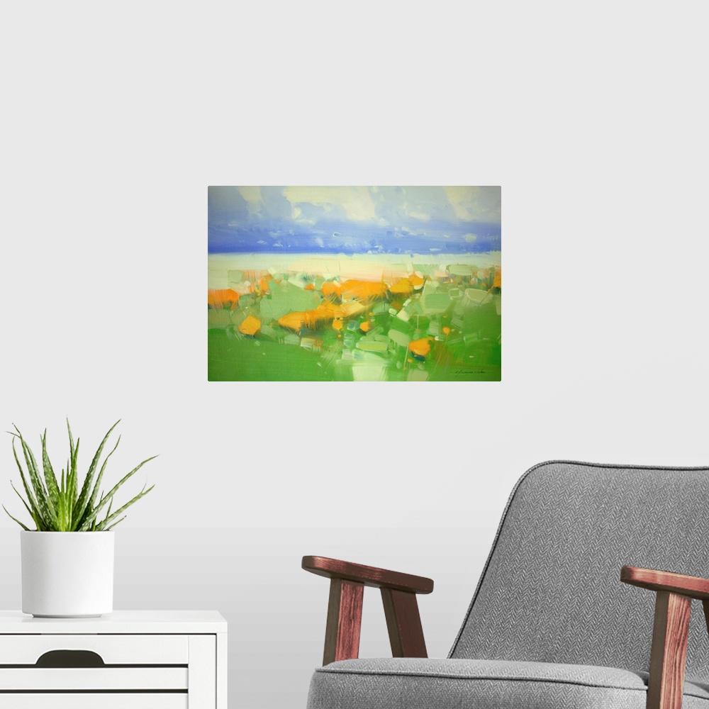 A modern room featuring Field Of Flowers