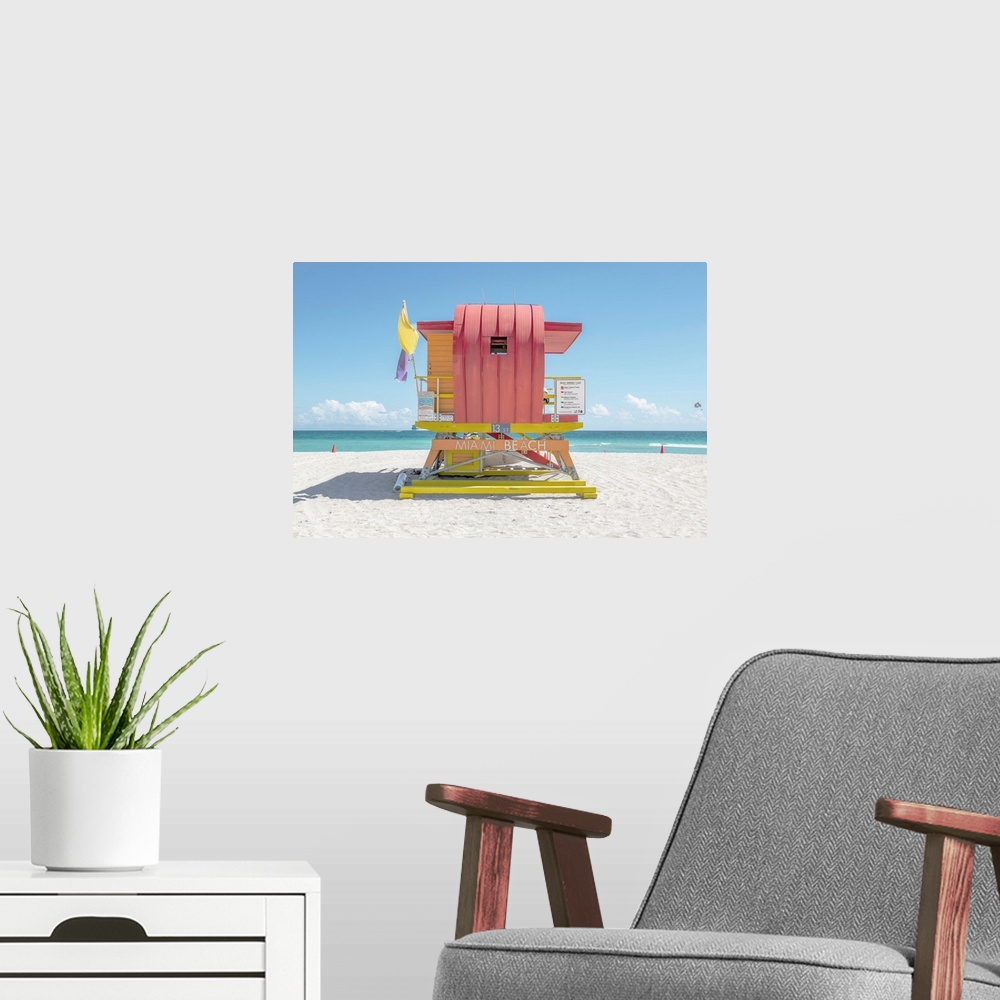 A modern room featuring South Beach Lifeguard Chair 13th Street