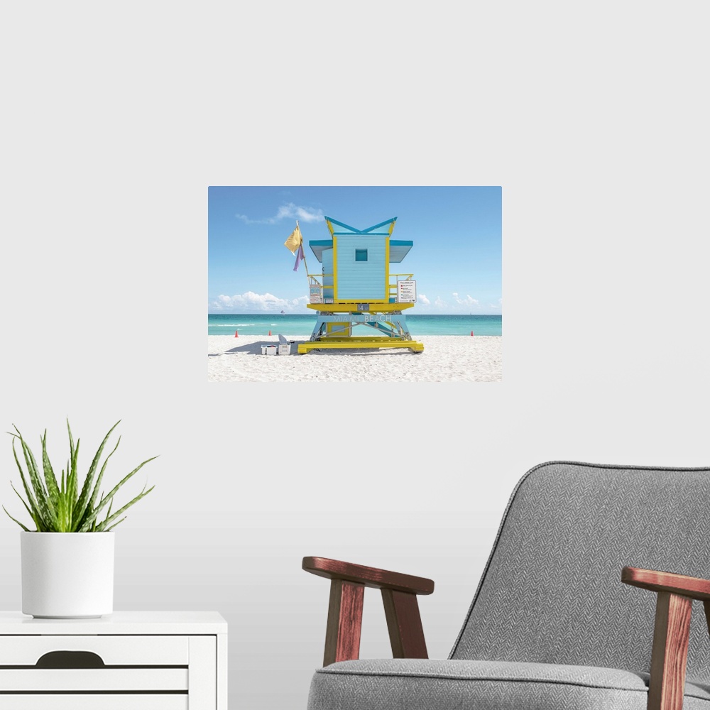 A modern room featuring South Beach Lifeguard Chair 14th Street