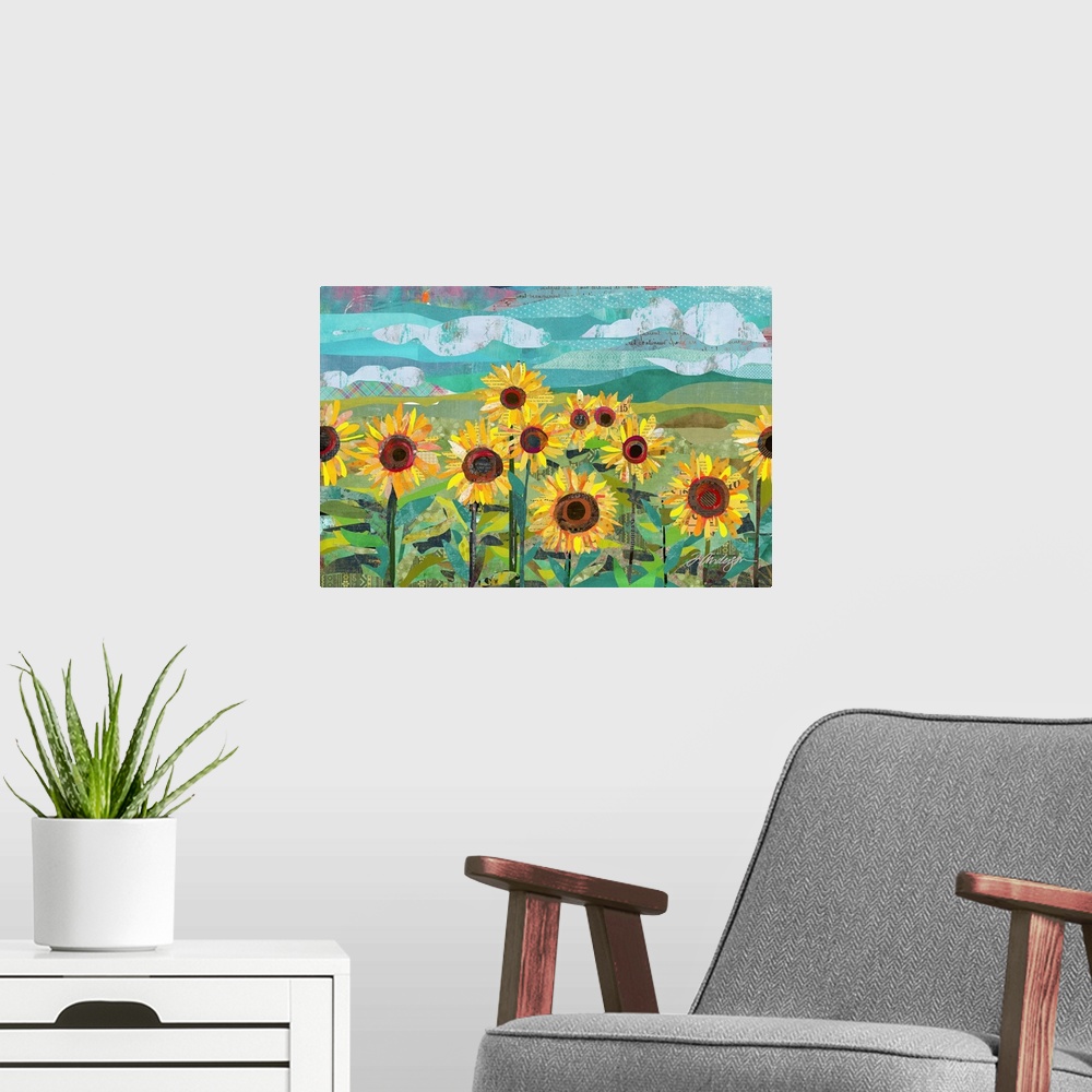A modern room featuring Sunflowers At Dusk