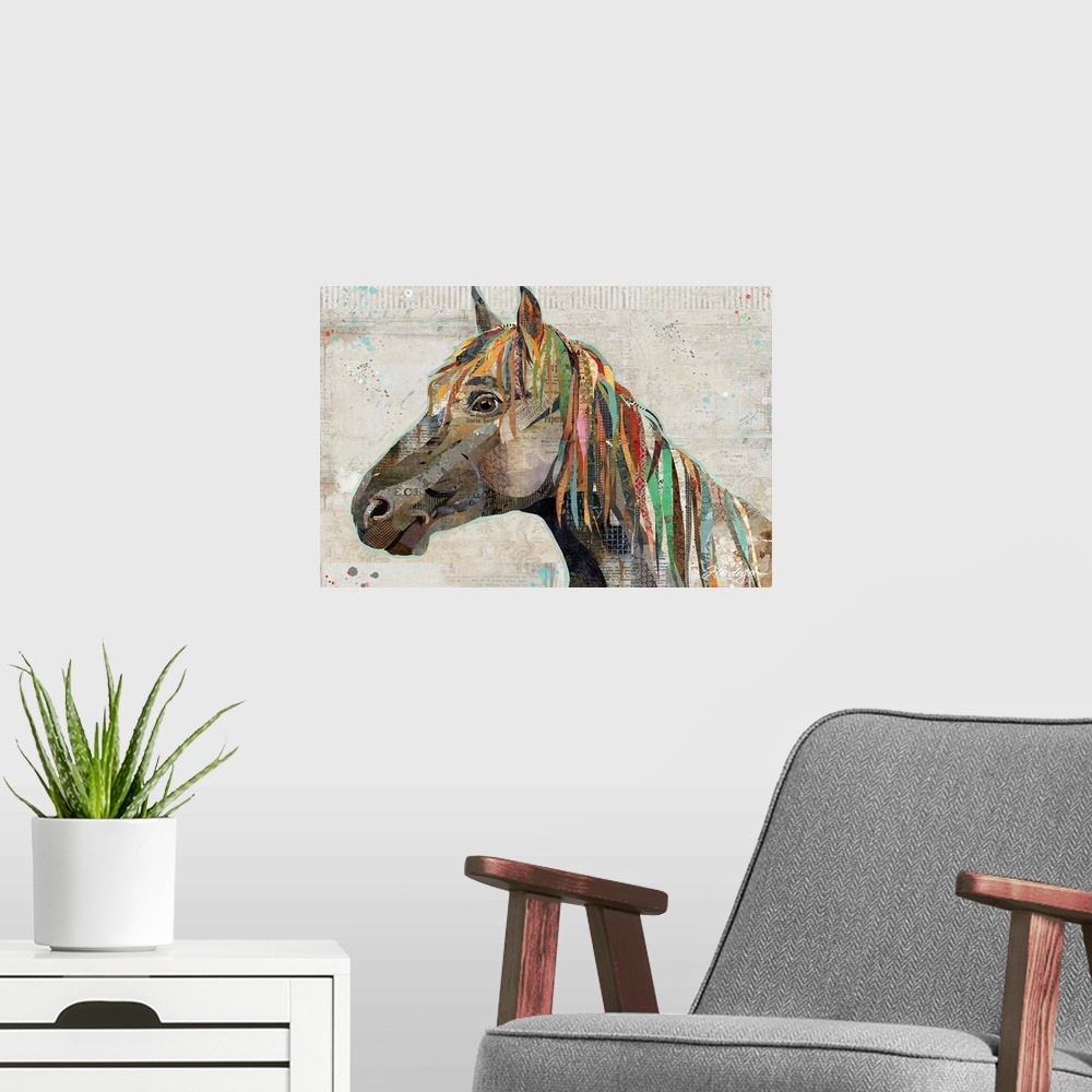 A modern room featuring Wild Horse