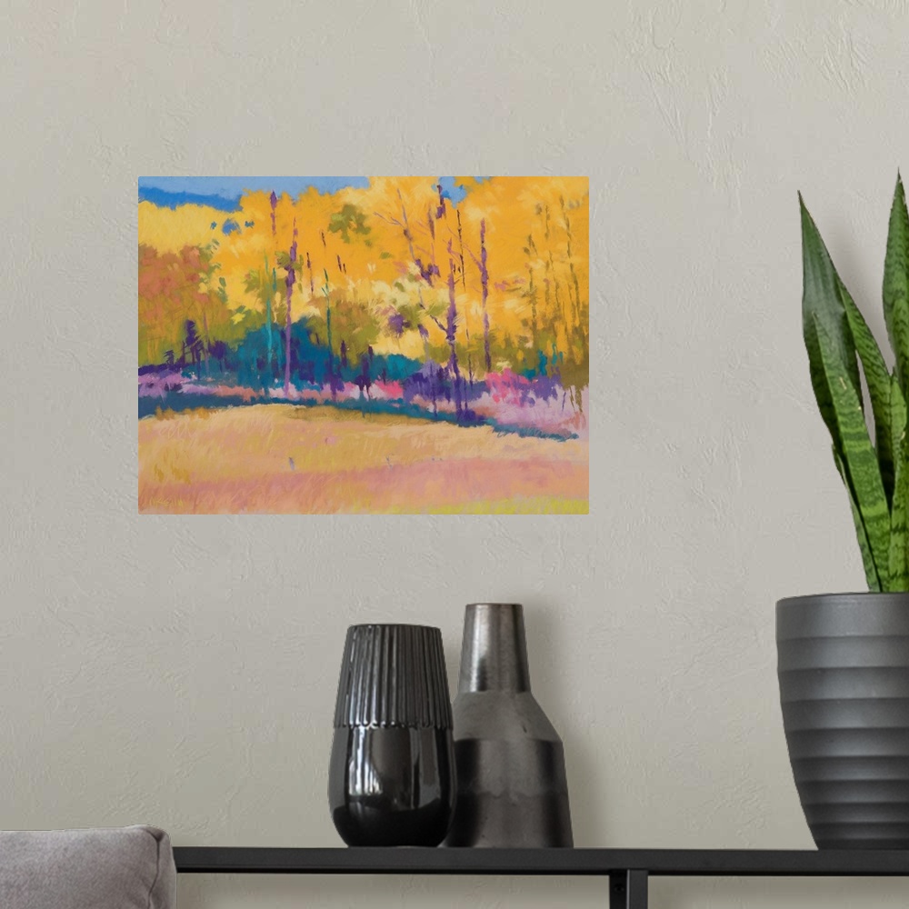 A modern room featuring Yellow Trees
