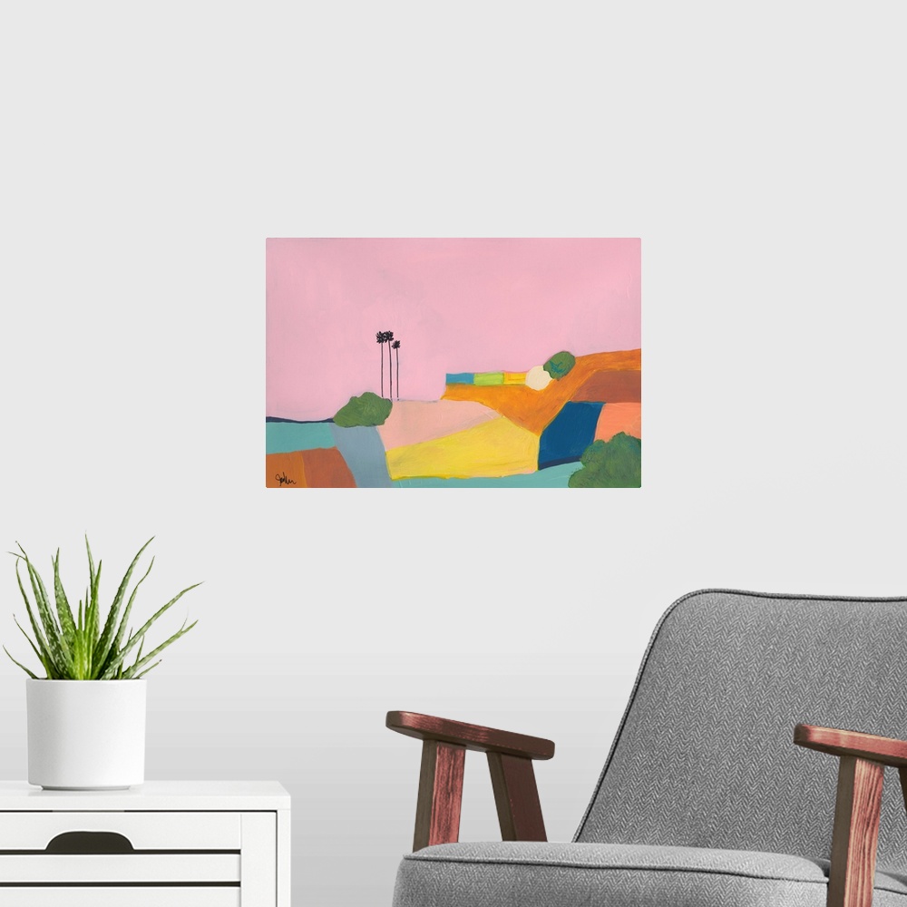 A modern room featuring Pink Sky 1