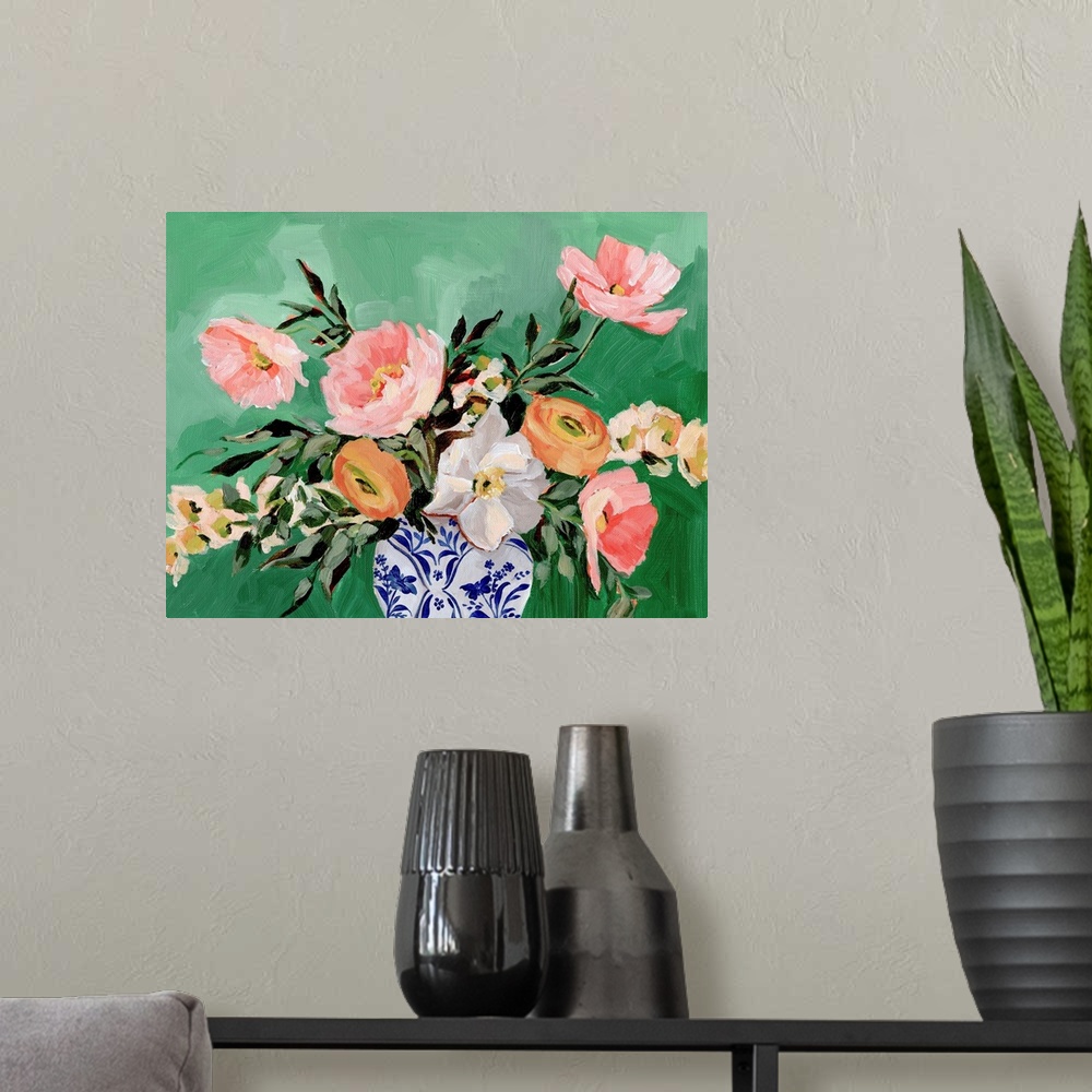 A modern room featuring Floral Bouquet 1