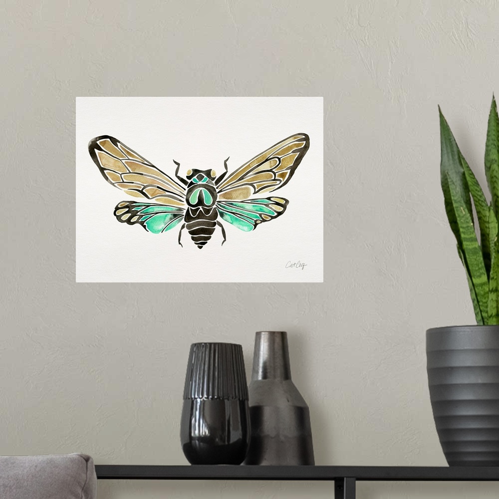 A modern room featuring Mint Summer Cicada