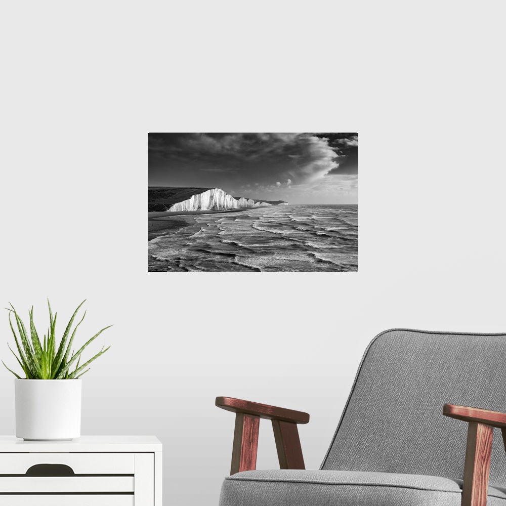 A modern room featuring A Stormy Sea, Seven Sisters, East Sussex, England