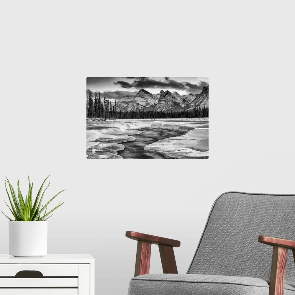 A modern room featuring Athabasca River In Winter, Jasper National Park, Alberta, Canada
